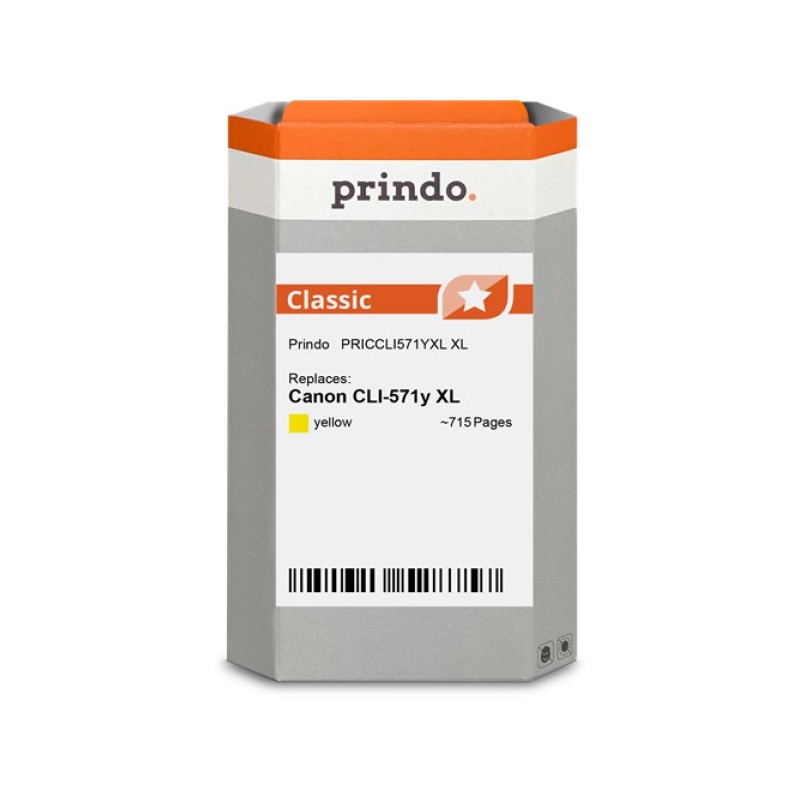 ORIGINAL Prindo Cartuccia d'inchiostro giallo PRICCLI571YXL Classic XL 11ml compatibile per Canon CLI-571y XL (0334C001)