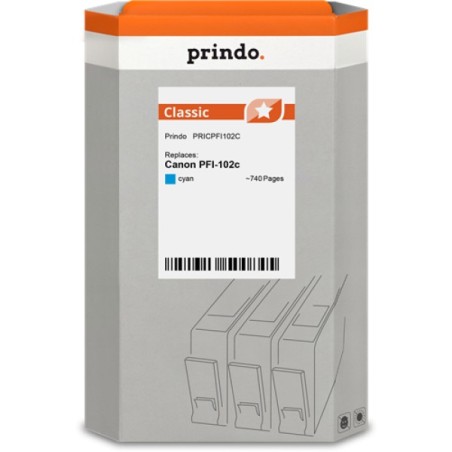 ORIGINAL Prindo Cartuccia d'inchiostro ciano PRICPFI102C Classic 130ml compatibile per Canon PFI-102c (0898B001)