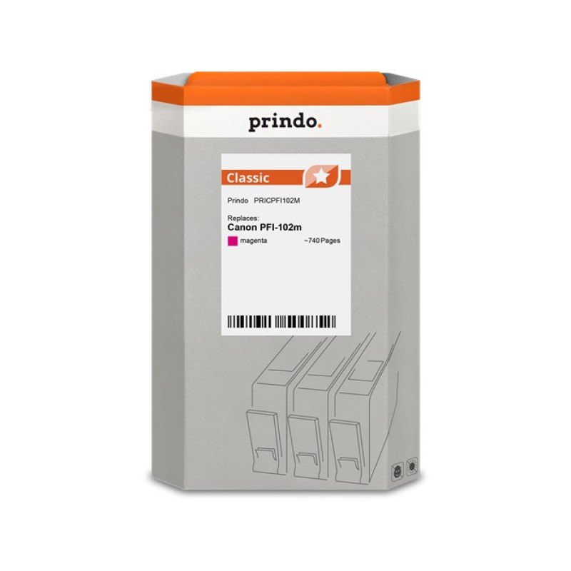 ORIGINAL Prindo Cartuccia d'inchiostro magenta PRICPFI102M Classic 130ml compatibile per Canon PFI-102m ((0898B001)