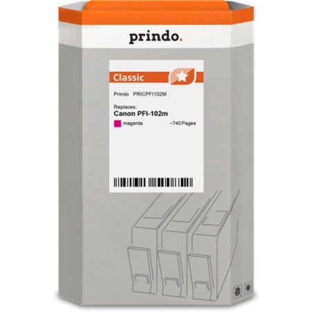 ORIGINAL Prindo Cartuccia d'inchiostro magenta PRICPFI102M Classic 130ml compatibile per Canon PFI-102m ((0898B001)