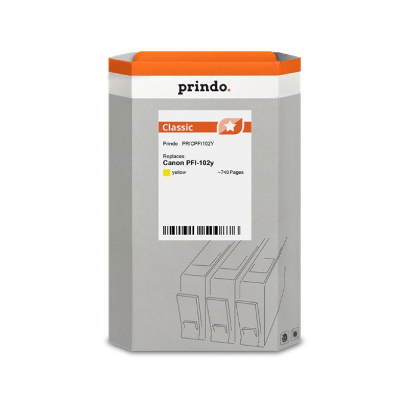 ORIGINAL Prindo Cartuccia d'inchiostro giallo PRICPFI102Y Classic 130ml compatibile per Canon PFI-102y (0898B001)