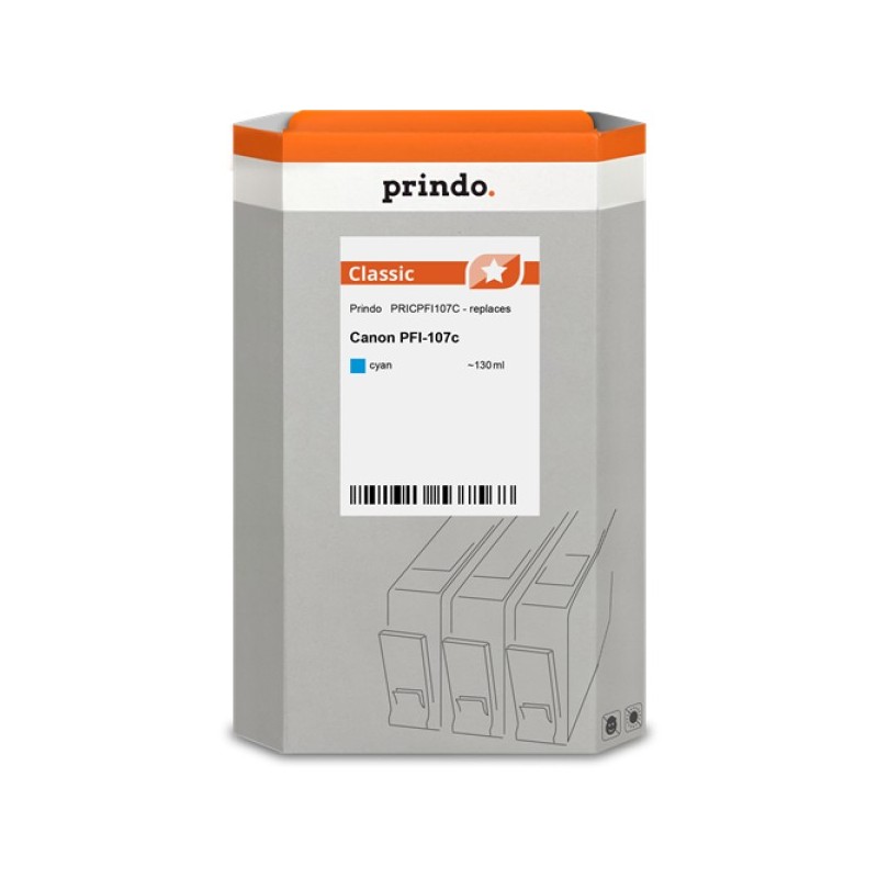 ORIGINAL Prindo Cartuccia d'inchiostro ciano PRICPFI107C Classic 130ml compatibile per Canon PFI-107c (67006B001)
