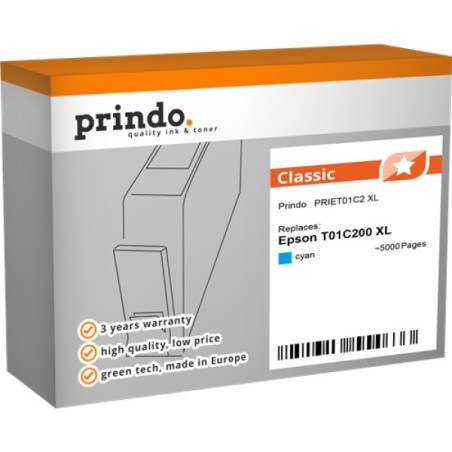 ORIGINAL Prindo Cartuccia d'inchiostro ciano PRIET01C2 Classic XL ~5000 Seiten
