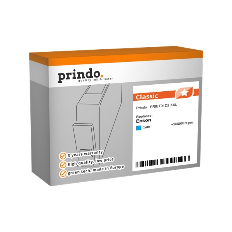 ORIGINAL Prindo Cartuccia d'inchiostro ciano PRIET01D2 Classic XXL ~20000 Seiten