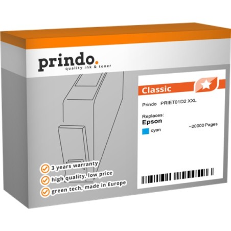ORIGINAL Prindo Cartuccia d'inchiostro ciano PRIET01D2 Classic XXL ~20000 Seiten