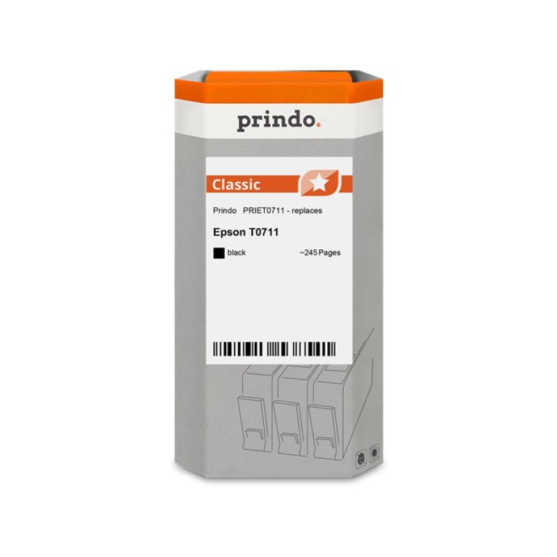 ORIGINAL Prindo Cartuccia d'inchiostro nero PRIET0711 Classic ~245 Seiten alternativa per Epson T0711 (C13T07114011)