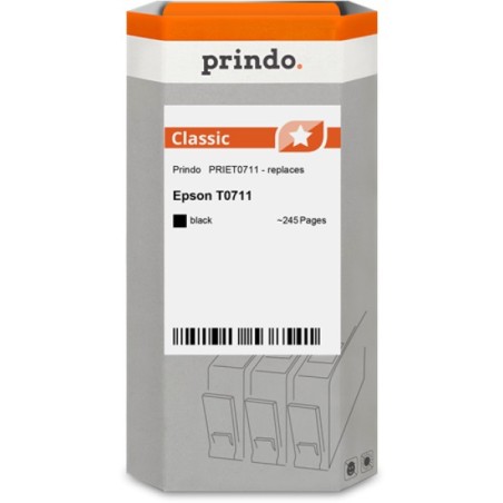 ORIGINAL Prindo Cartuccia d'inchiostro nero PRIET0711 Classic ~245 Seiten alternativa per Epson T0711 (C13T07114011)