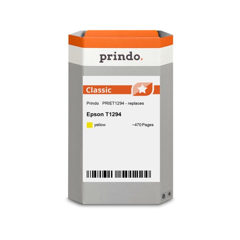 ORIGINAL Prindo Cartuccia d'inchiostro giallo PRIET1294 Classic L ~470 Seiten alternativa per Epson T1294 (C13T12944011)
