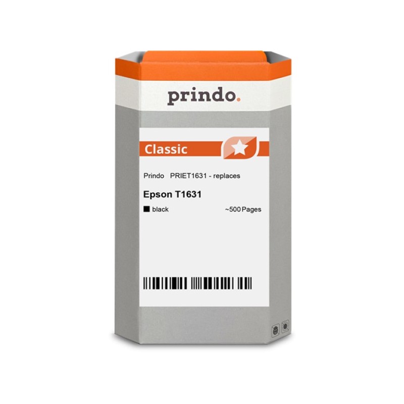 ORIGINAL Prindo Cartuccia d'inchiostro nero PRIET1631 Classic XL ~500 Seiten alternativa per Epson T1631 (C13T16314010)