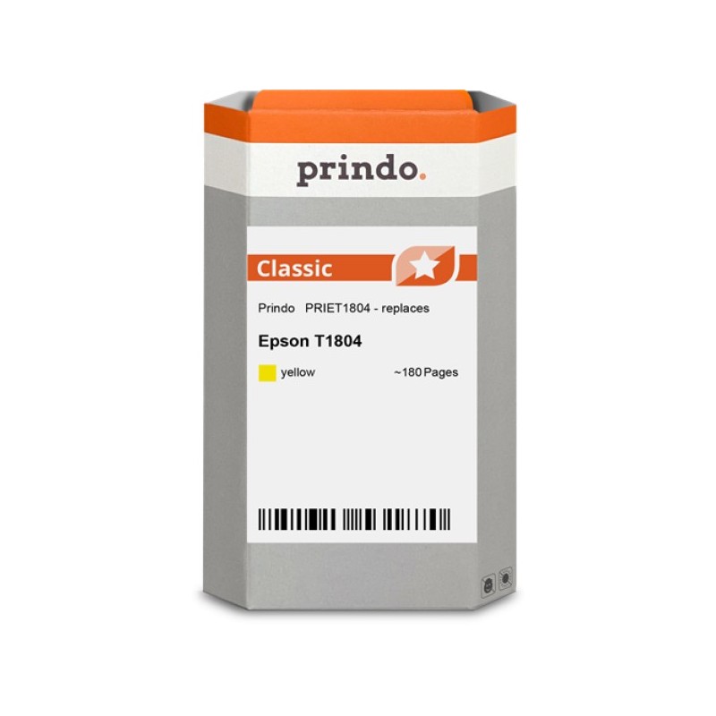 ORIGINAL Prindo Cartuccia d'inchiostro giallo PRIET1804 Classic ~180 Seiten 3,3ml compatibile con Epson T1804 (C13T18044012)