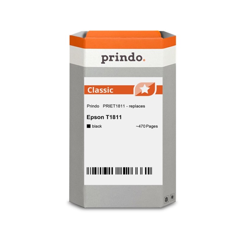 ORIGINAL Prindo Cartuccia d'inchiostro nero PRIET1811 Classic XL ~470 Seiten alternativa per Epson T1811 (C13T18114010)