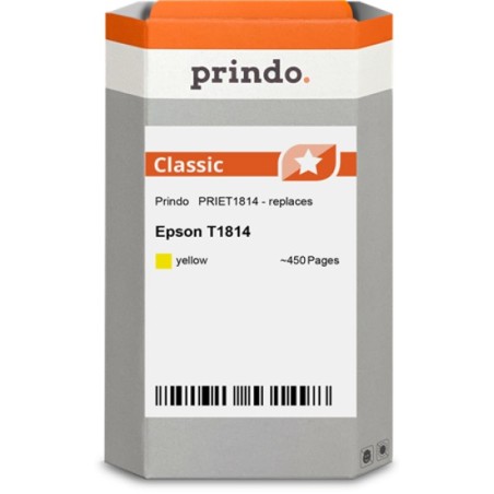 ORIGINAL Prindo Cartuccia d'inchiostro giallo PRIET1814 Classic XL ~450 Seiten alternativa per Epson T1814 (C13T18144010)