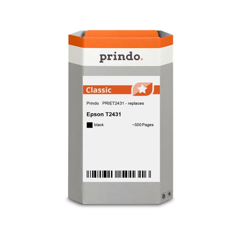 ORIGINAL Prindo Cartuccia d'inchiostro nero PRIET2431 Classic XL ~500 Seiten alternativa per Epson T2431 (C13T24314010)
