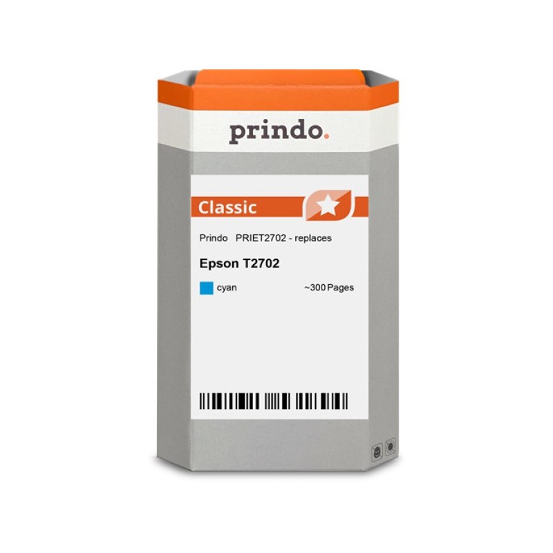 ORIGINAL Prindo Cartuccia d'inchiostro ciano PRIET2702 Classic ~300 Seiten 3,6ml compatibile con Epson T2702 (C13T27024012)