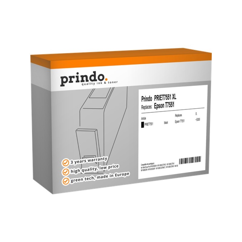 ORIGINAL Prindo Cartuccia d'inchiostro nero PRIET7551 Classic XL ~5000 Seiten 100ml compatibile con Epson T7551 (C13T755140)
