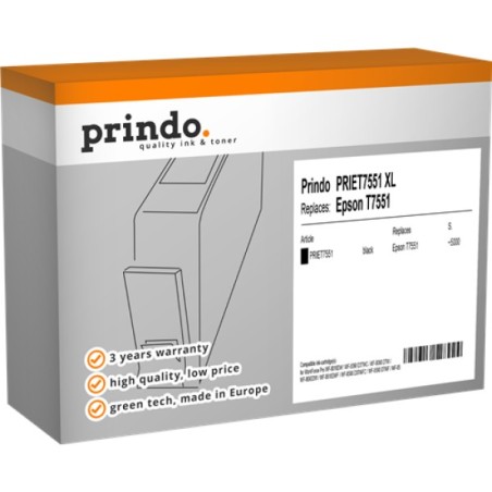 ORIGINAL Prindo Cartuccia d'inchiostro nero PRIET7551 Classic XL ~5000 Seiten 100ml compatibile con Epson T7551 (C13T755140)