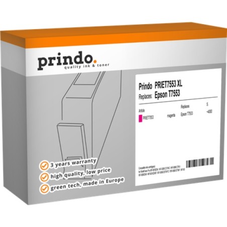 ORIGINAL Prindo Cartuccia d'inchiostro magenta PRIET7553 Classic XL ~4000 Seiten 39ml compatibile con Epson T7553 (C13T755340)