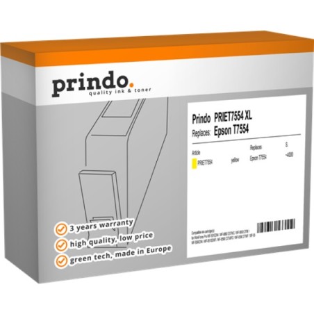 ORIGINAL Prindo Cartuccia d'inchiostro giallo PRIET7554 Classic XL ~4000 Seiten 39ml compatibile con Epson T7554 (C13T755440)