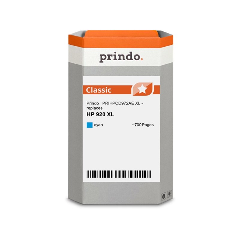 ORIGINAL Prindo Cartuccia d'inchiostro ciano PRIHPCD972AE Classic XL ~700 Seiten alternativa per HP CD972AE (920 XL)