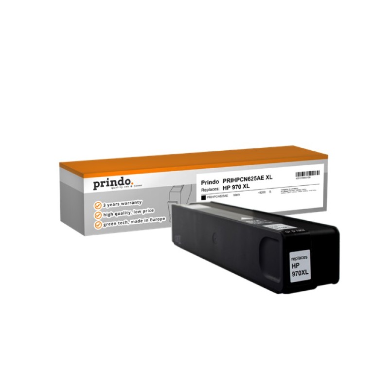 ORIGINAL Prindo Cartuccia d'inchiostro nero PRIHPCN625AE Classic XL ~9200 Seiten 250ml L'alternativa per HP CN625AE (970XL)