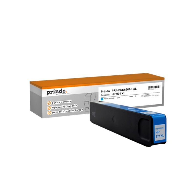 ORIGINAL Prindo Cartuccia d'inchiostro ciano PRIHPCN626AE Classic XL ~6600 Seiten 110ml alternativa per HP CN626AE (971XL)