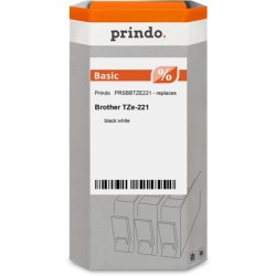 ORIGINAL Prindo Nastro Nero su bianco PRSBBTZE221 Basic compatibile con Brother TZe-221, 9 mm x 8 m, laminato