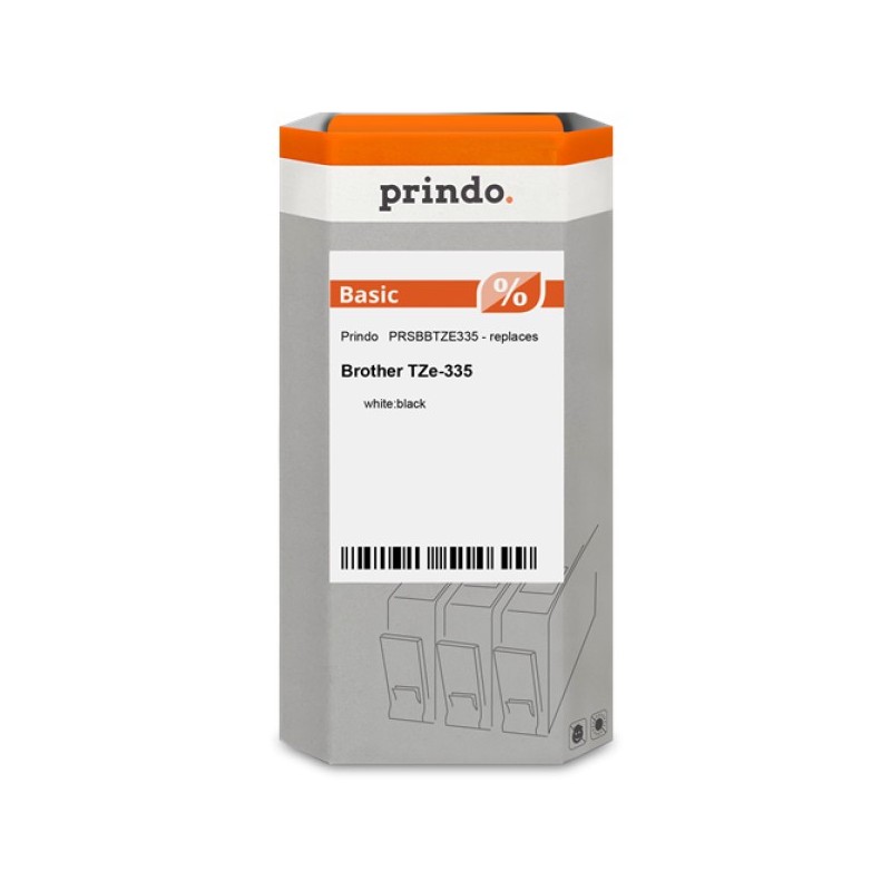 ORIGINAL Prindo Nastro Bianco su nero PRSBBTZE335 Basic