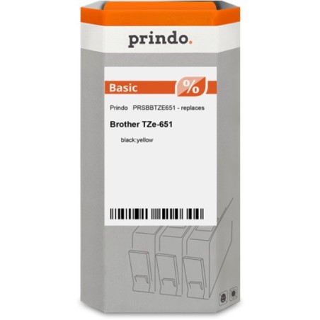 ORIGINAL Prindo Nastro Nero su giallo PRSBBTZE651 Basic