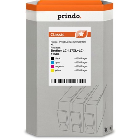 ORIGINAL Prindo Multipack nero / ciano / magenta / giallo PRSBLC127XLVALBPDR Classic XL compatibile per Brother LC127XLVALBPDR (
