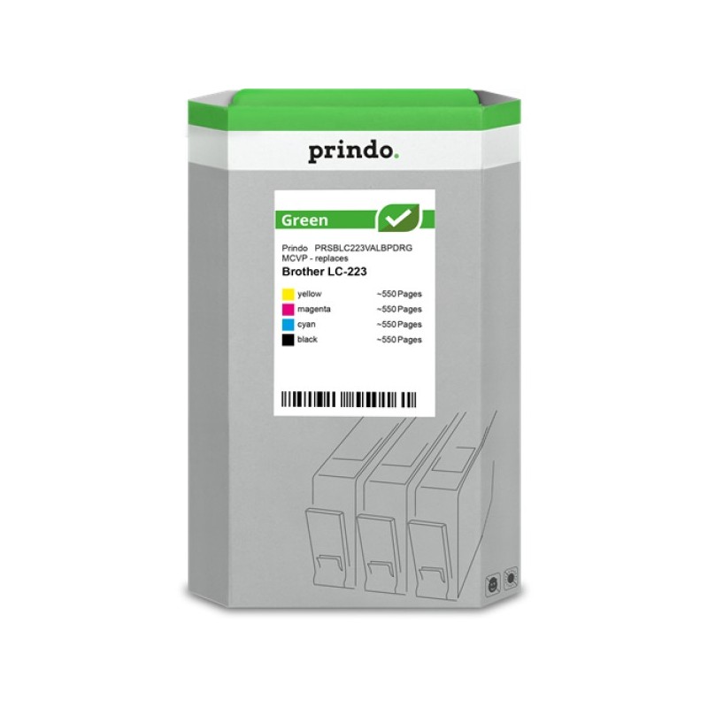 ORIGINAL Prindo Multipack nero / ciano / magenta / giallo PRSBLC223VALBPDRG MCVP Green