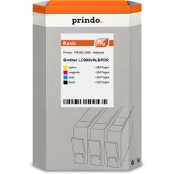 ORIGINAL Prindo Multipack nero / ciano / magenta / giallo PRSBLC980 Basic alternativa per Brother LC980VALBPDR (LC-980bk + LC-98