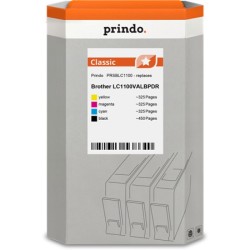ORIGINAL Prindo Multipack nero / ciano / magenta / giallo PRSBLC1100 Classic alternativa per Brother LC1100VALBPDR (LC-1100bk + 