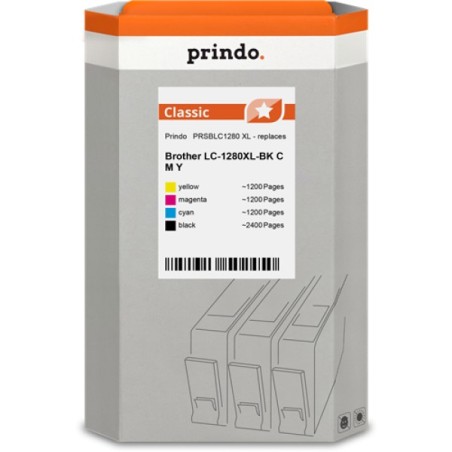 ORIGINAL Prindo Multipack nero / ciano / magenta / giallo PRSBLC1280 Classic XL Prindo BASIC: L'alternativa economica per Brothe
