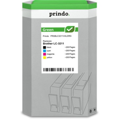 ORIGINAL Prindo Multipack nero / ciano / magenta / giallo PRSBLC3211VALDRG Green ~800 Seiten