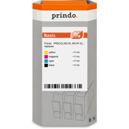 ORIGINAL Prindo Multipack nero / ciano / magenta / giallo PRSCCLI551XL MCVP Basic XL Prindo BASIC: L'alternativa a basso costo, 