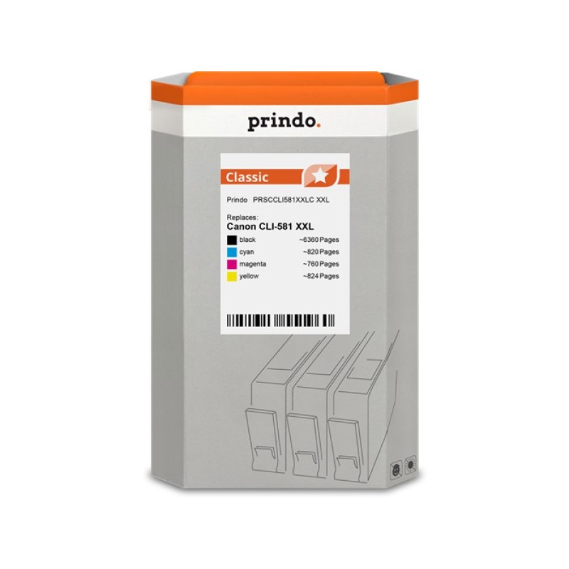 ORIGINAL Prindo Multipack nero / ciano / magenta / giallo PRSCCLI581XXLC Classic XXL