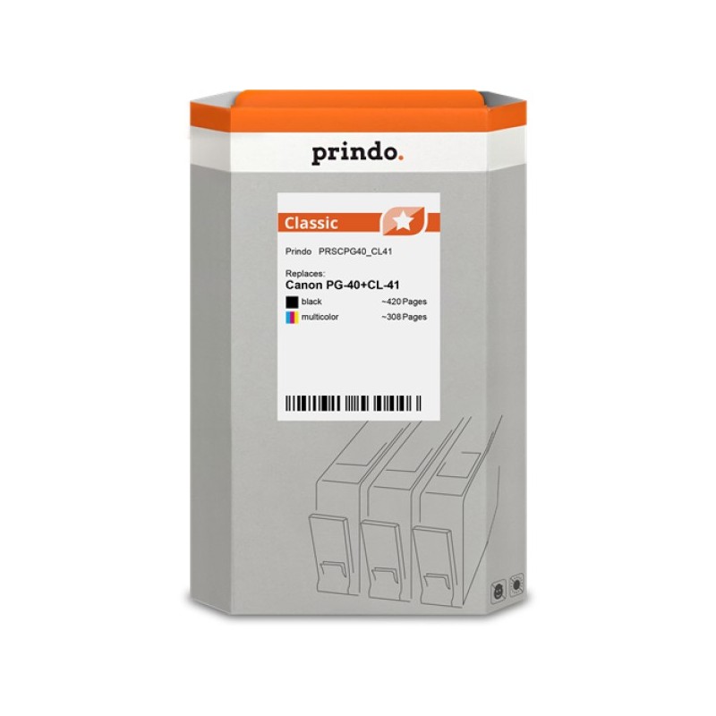 ORIGINAL Prindo Multipack nero / differenti colori PRSCPG40_CL41 Classic compatibile con Canon: 1x PG-40 + 1x CL-41 (0615B043)