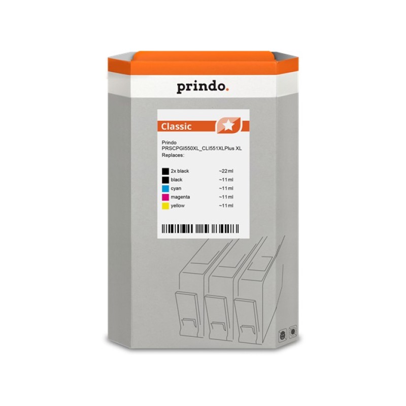 ORIGINAL Prindo Multipack nero / ciano / magenta / giallo PRSCPGI550XL_CLI551XLPlus Classic XL Prindo BASIC: L'alternativa econo