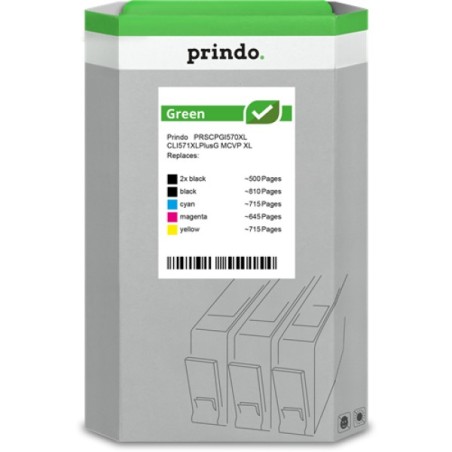 ORIGINAL Prindo Multipack nero / nero / ciano / magenta / giallo PRSCPGI570XL CLI571XLPlusG MCVP Green XL