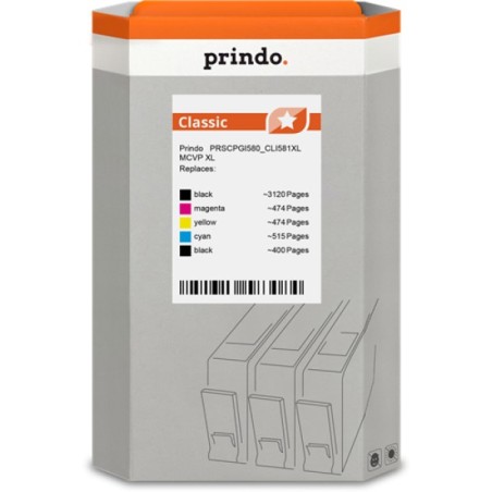 ORIGINAL Prindo Multipack nero / ciano / magenta / giallo PRSCPGI580_CLI581XL MCVP Classic XL