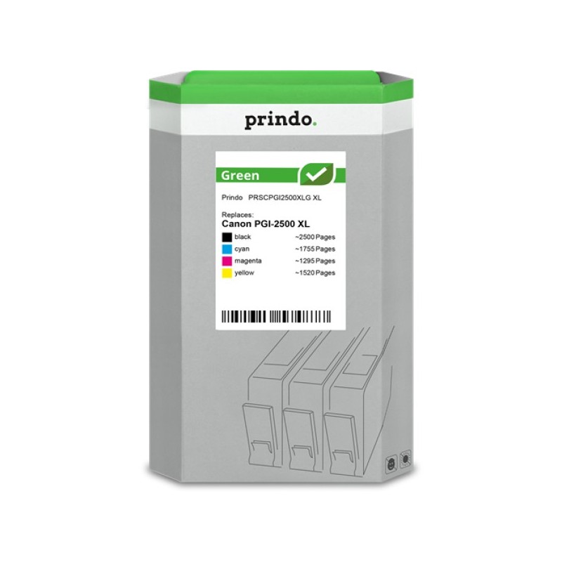 ORIGINAL Prindo Multipack nero / ciano / magenta / giallo PRSCPGI2500XLG Green XL 19ml