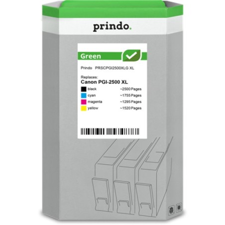 ORIGINAL Prindo Multipack nero / ciano / magenta / giallo PRSCPGI2500XLG Green XL 19ml