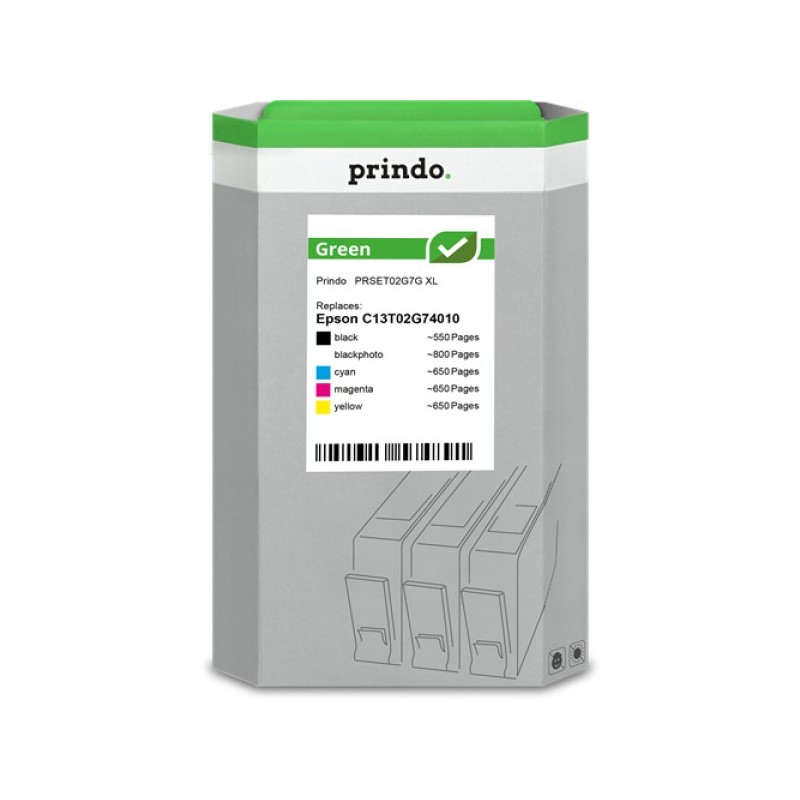 ORIGINAL Prindo Multipack nero / Nero (Foto) / ciano / magenta / giallo PRSET02G7G Green XL ~3300 Seiten