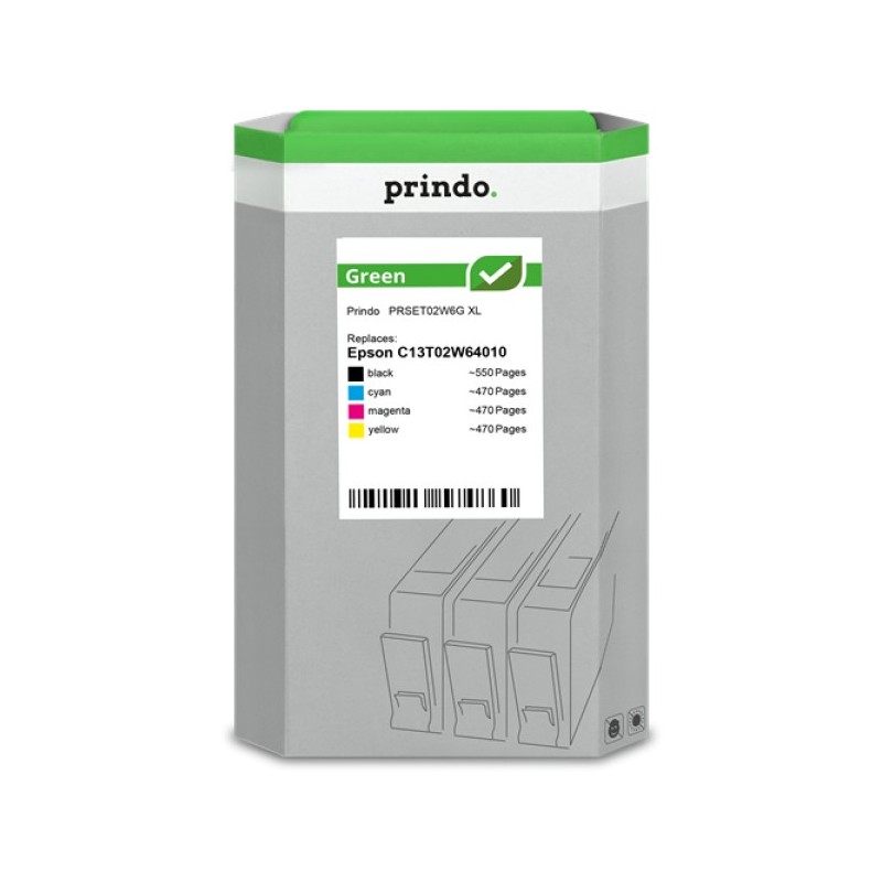 ORIGINAL Prindo Multipack nero / ciano / magenta / giallo PRSET02W6G Green XL ~1960 Seiten