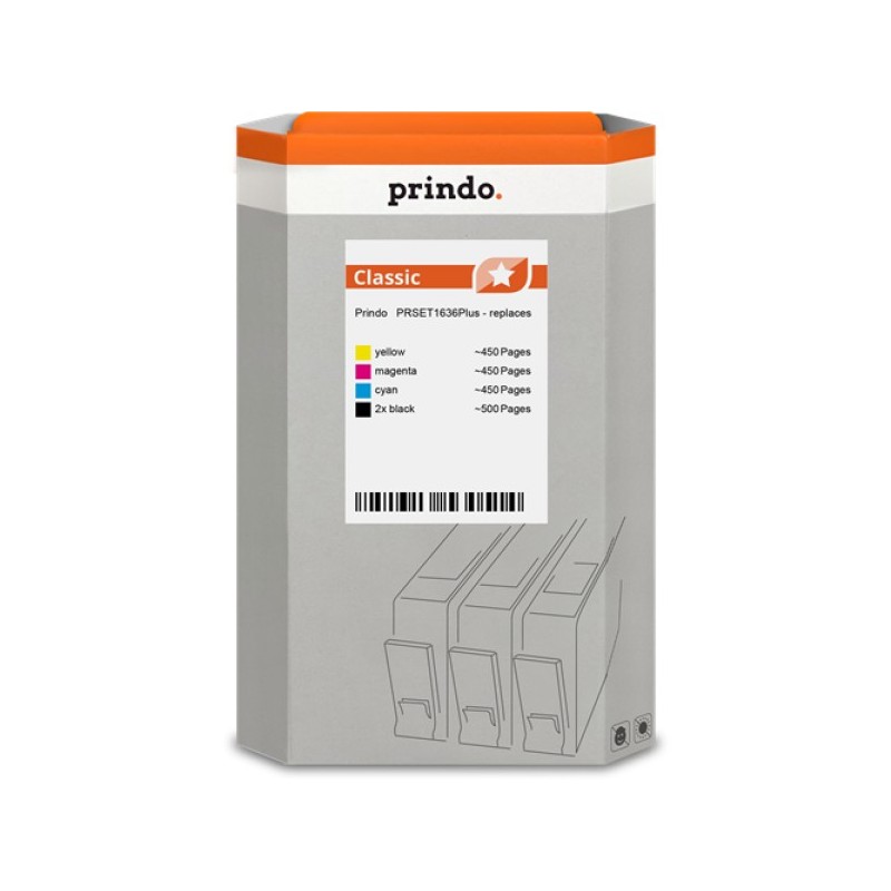 ORIGINAL Prindo Multipack nero / ciano / magenta / giallo PRSET1636Plus Classic alternativa per Epson 2x T1631 + 1x T1632 + 1x T