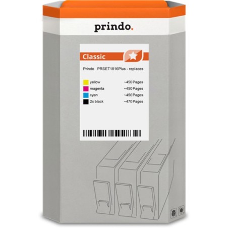 ORIGINAL Prindo Multipack nero / ciano / magenta / giallo PRSET1816Plus Classic alternativa per Epson 2x T1811 + 1x T1812 + 1x T