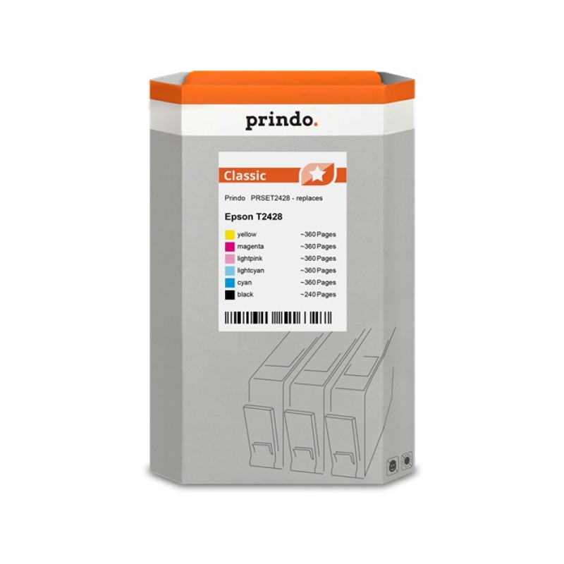 ORIGINAL Prindo Multipack nero / ciano / magenta / giallo / ciano (chiaro) / magenta (chiaro) PRSET2428 Classic