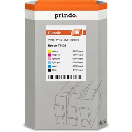 ORIGINAL Prindo Multipack nero / ciano / magenta / giallo / ciano (chiaro) / magenta (chiaro) PRSET2428 Classic