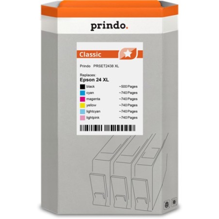 ORIGINAL Prindo Multipack nero / ciano / magenta / giallo / ciano (chiaro) / magenta (chiaro) PRSET2438 Classic XL alternativa p