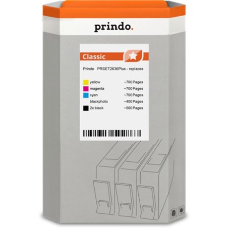 ORIGINAL Prindo Multipack nero / ciano / magenta / giallo PRSET2636Plus Classic Prindo CLASSIC: L'alternativa per Epson 2x T2621